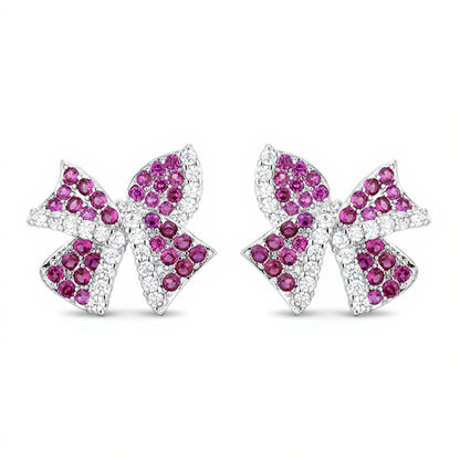 Women's Bow Knot Stud Earrings with Crystal Rhinestone Embellishments