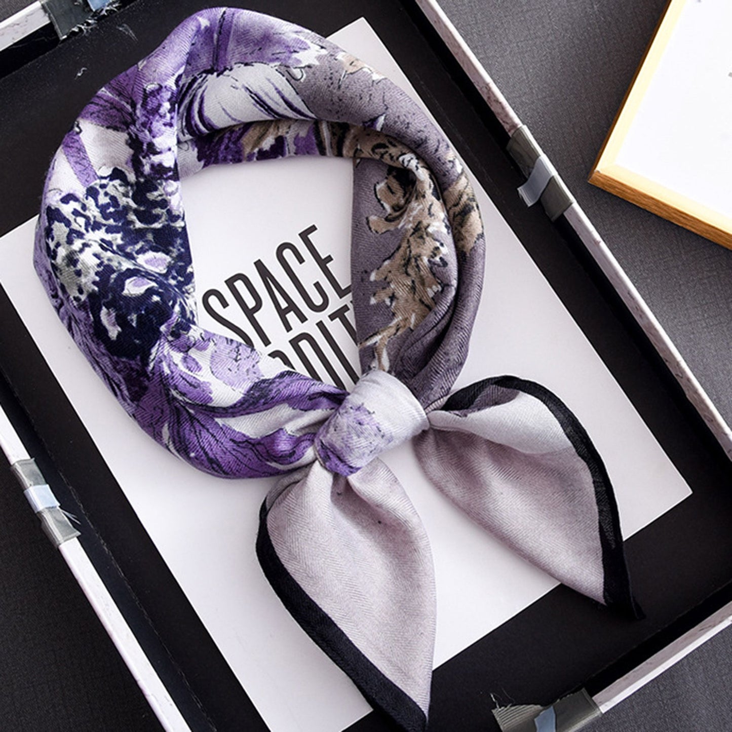 Scenic Landscape Print Square Scarf with Soft Silky Fabric Lightweight Versatile Neck and Hair Accessory