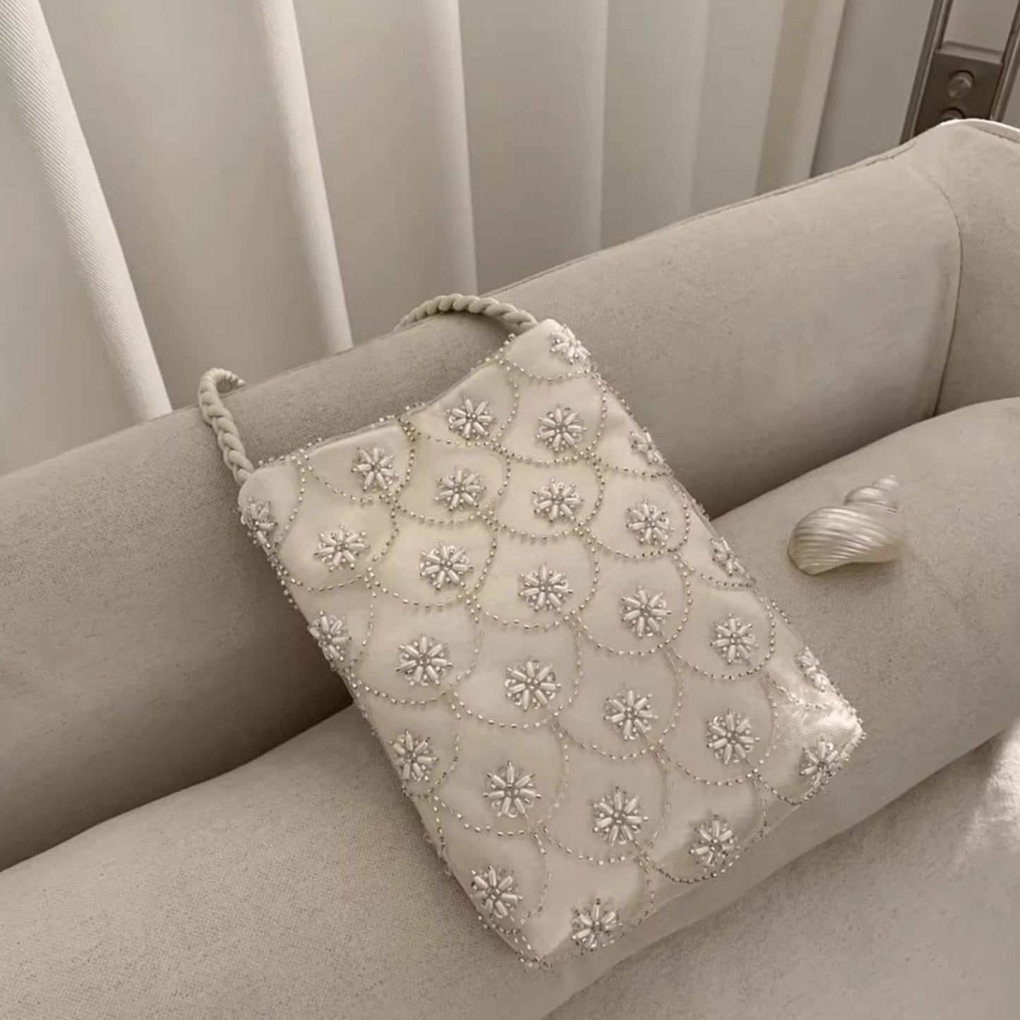 Beaded Embroidered Shoulder and Crossbody Bag for Elegant Occasions
