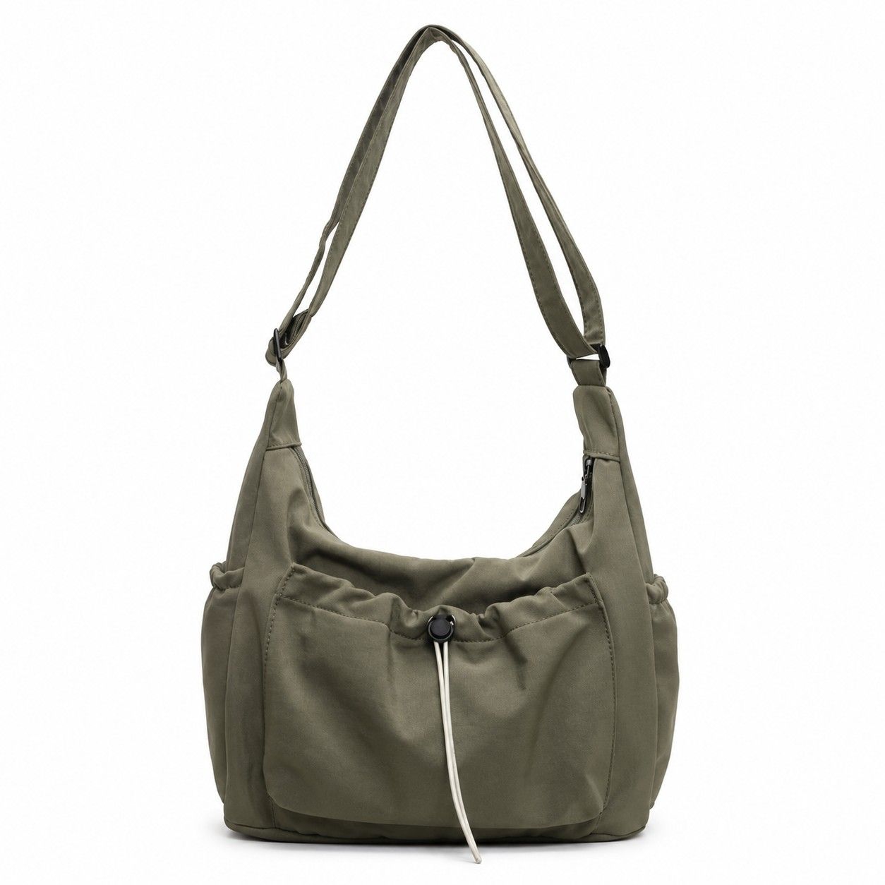 Crossbody Hobo Shoulder Bag with Adjustable Strap Zip Closure and Side Pockets