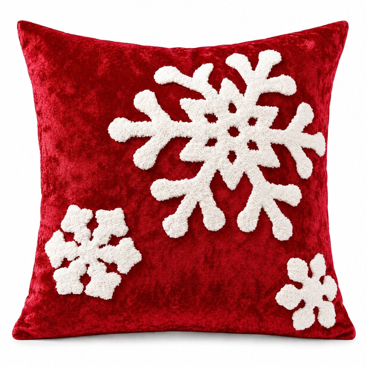 Christmas Tufted Snowflake Throw Pillow Cover 18 x 18 Inch Holiday Decor