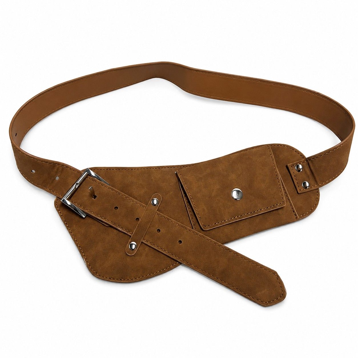 Faux Suede Belt Bag with Wide Adjustable Waist Strap and Flap Pocket