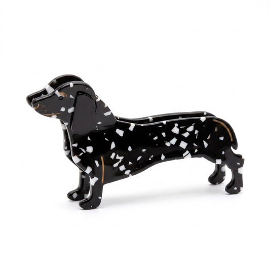 3pc Dachshund Dog Hair Claw Clip Set Speckled Puppy Hair Accessories