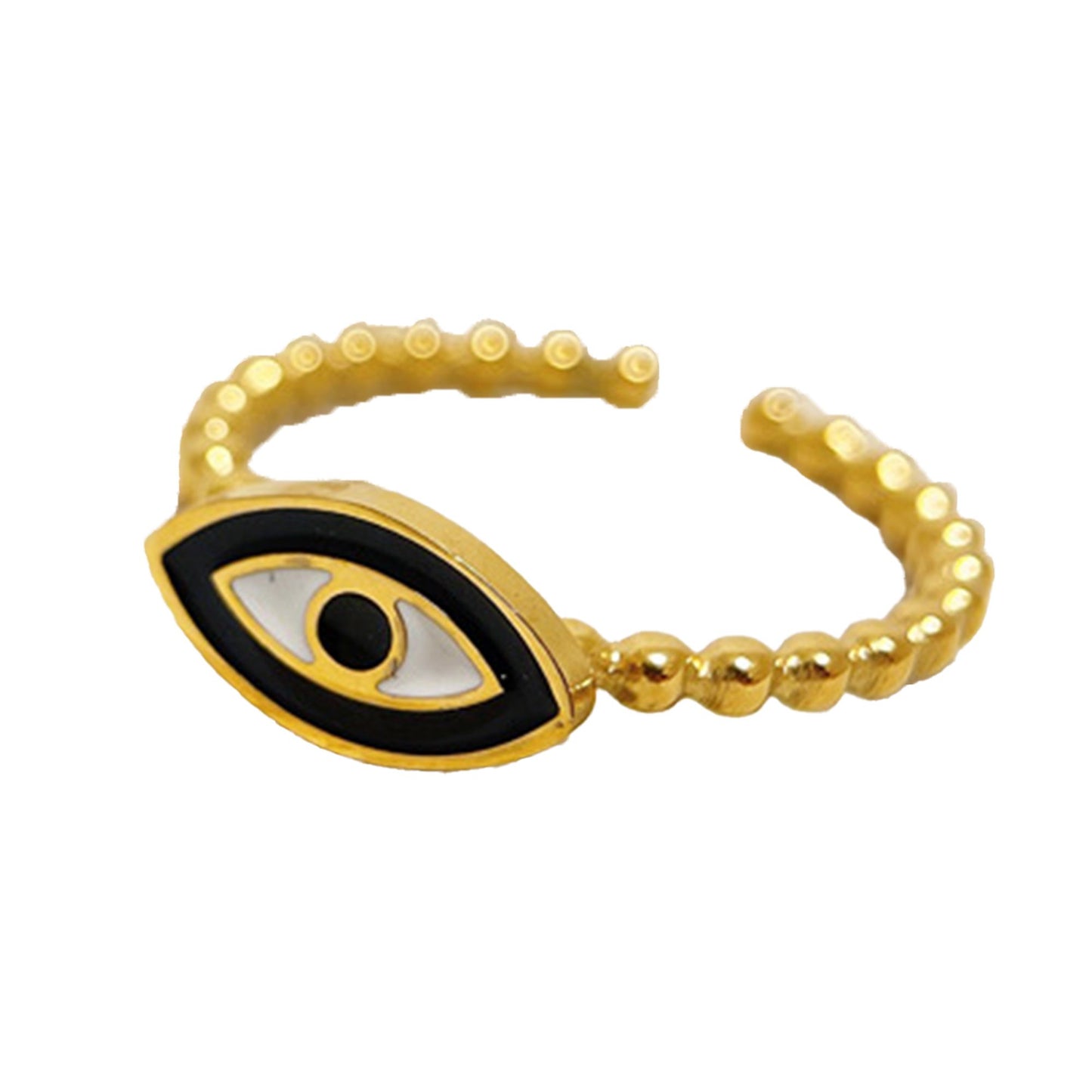 Women's Enamel Evil Eye Ring - Adjustable Statement Ring for Daily & Stylish Wear
