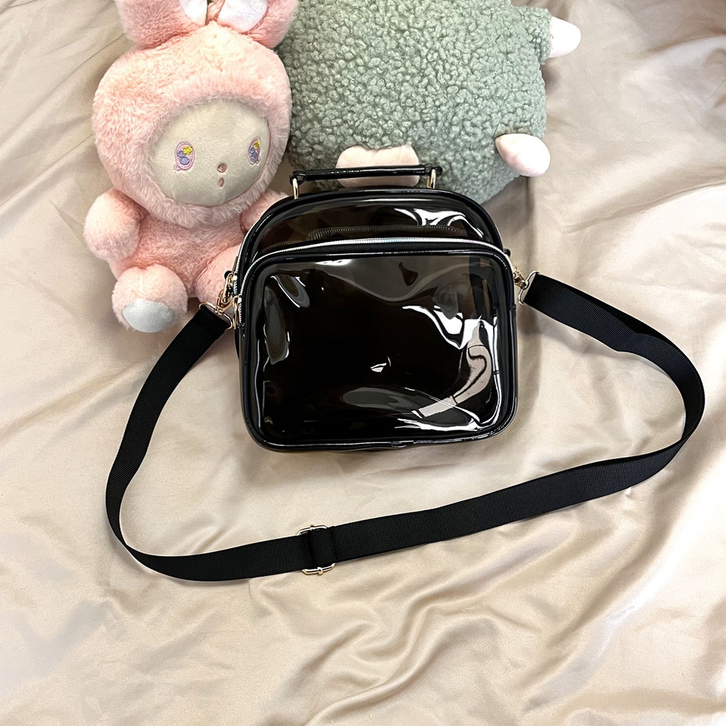 Trendy Clear Transparent Women's Shoulder Bag with Iridescent Trim