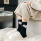 3-Pair Fuzzy Valentine Heart Knit Crew Socks Set with Soft Plush Texture, Stretchy Cozy Fabric, and Cute Heart Accent for Gifting