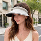 Wide Brim Visor Hat with Faux Pearl Embellished Band and Open Top Design