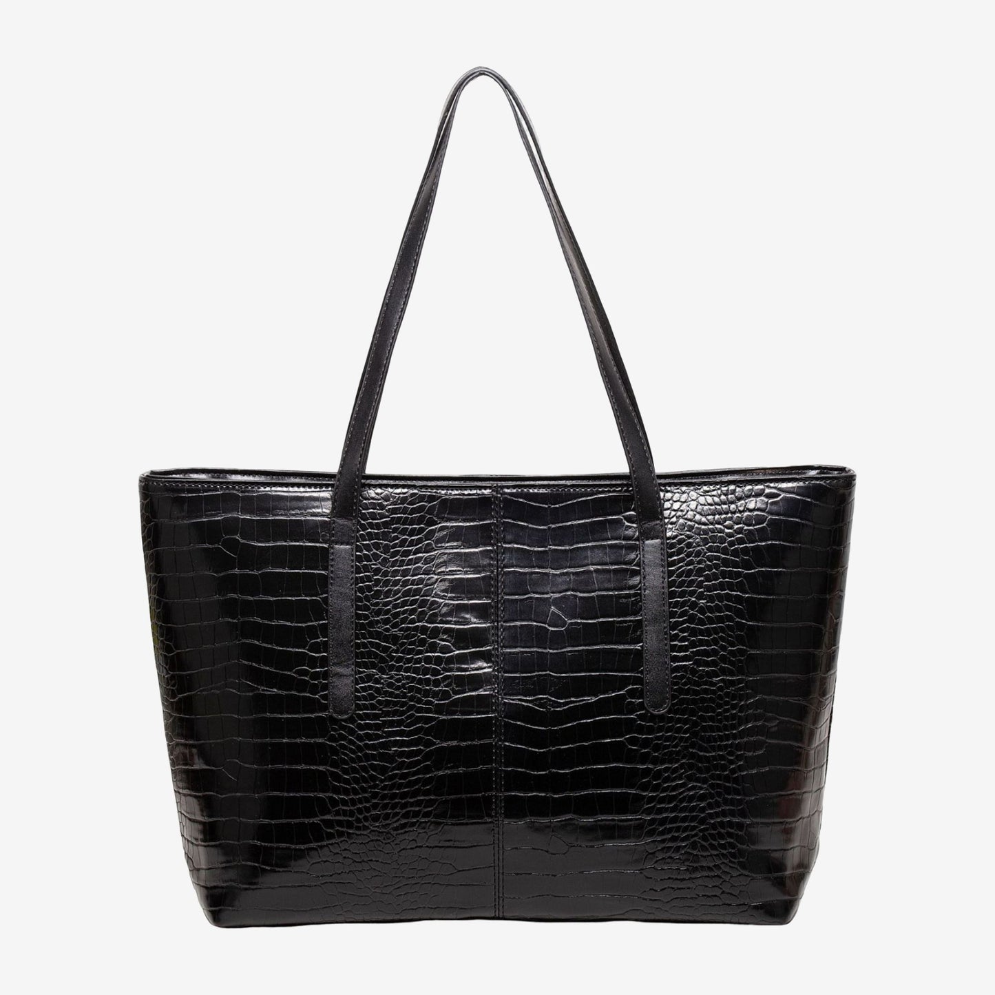 Crocodile Embossed Tote Bag Large Shoulder Handbag with Zipper Closure