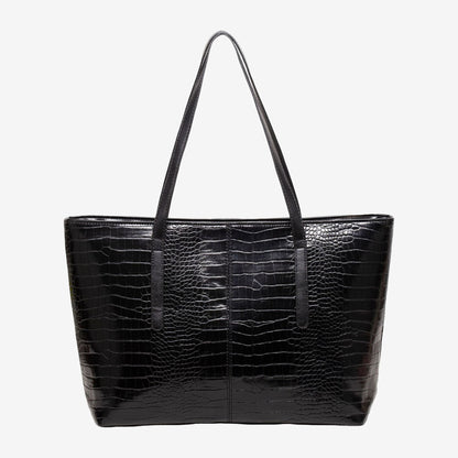 Crocodile Embossed Tote Bag Large Shoulder Handbag with Zipper Closure