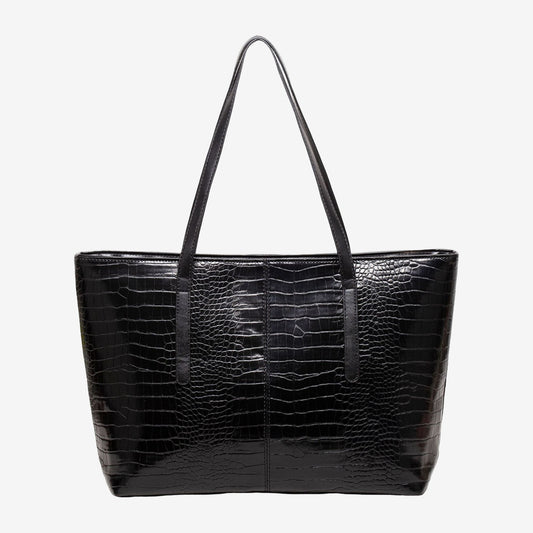 Crocodile Embossed Tote Bag Large Shoulder Handbag with Zipper Closure