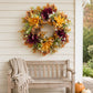 Fall Pumpkin Floral Wreath with Maple Leaves for Front Door Decor