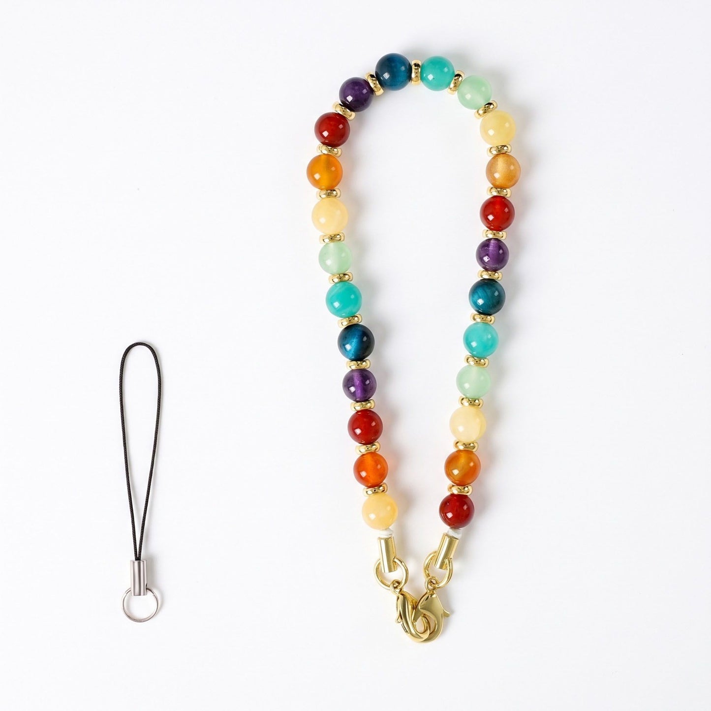 Beaded Wrist Strap with Clasps for Phones and Bags