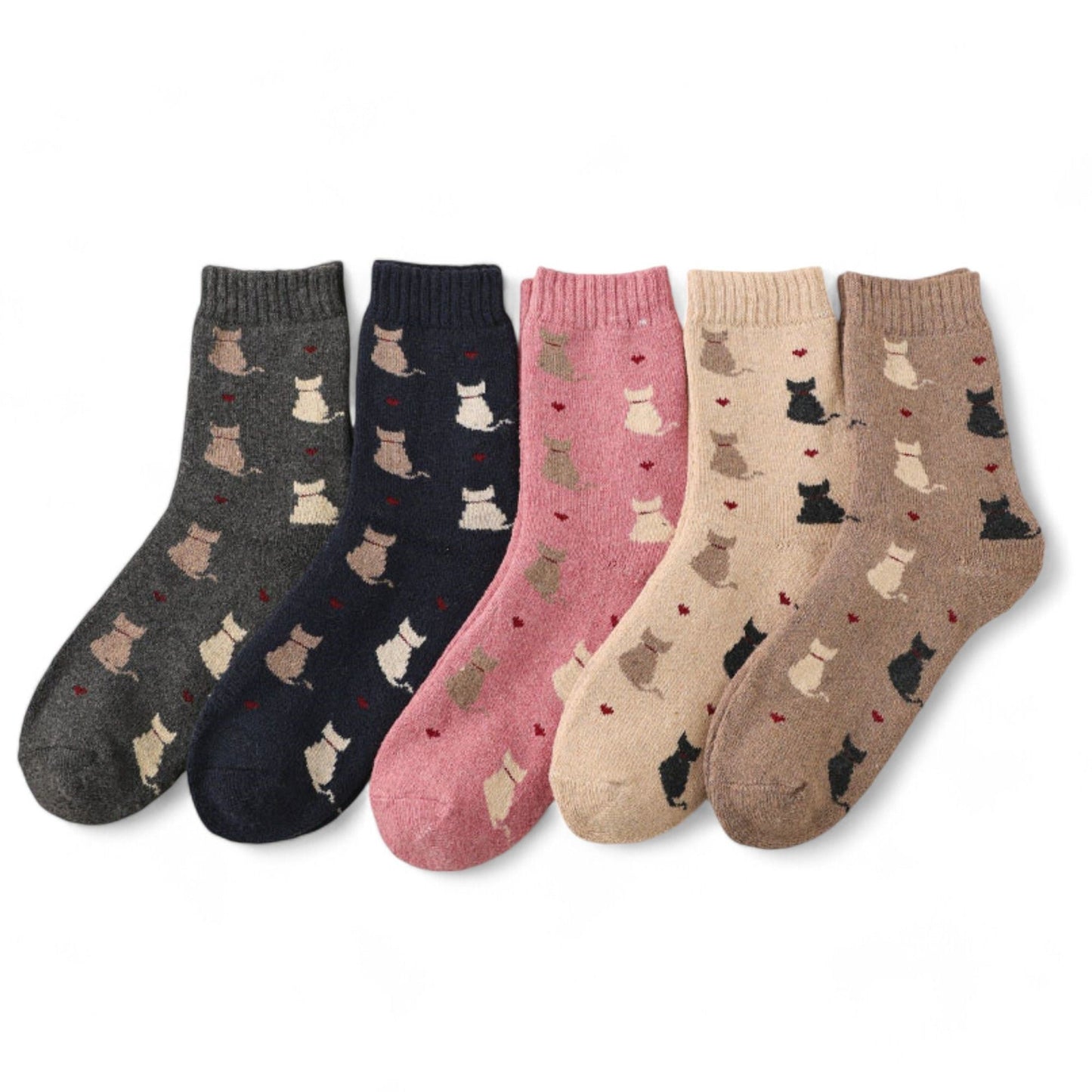 Women's 5-Pack Assorted Patterned Thick Knit Socks with Plaid and Holiday Prints