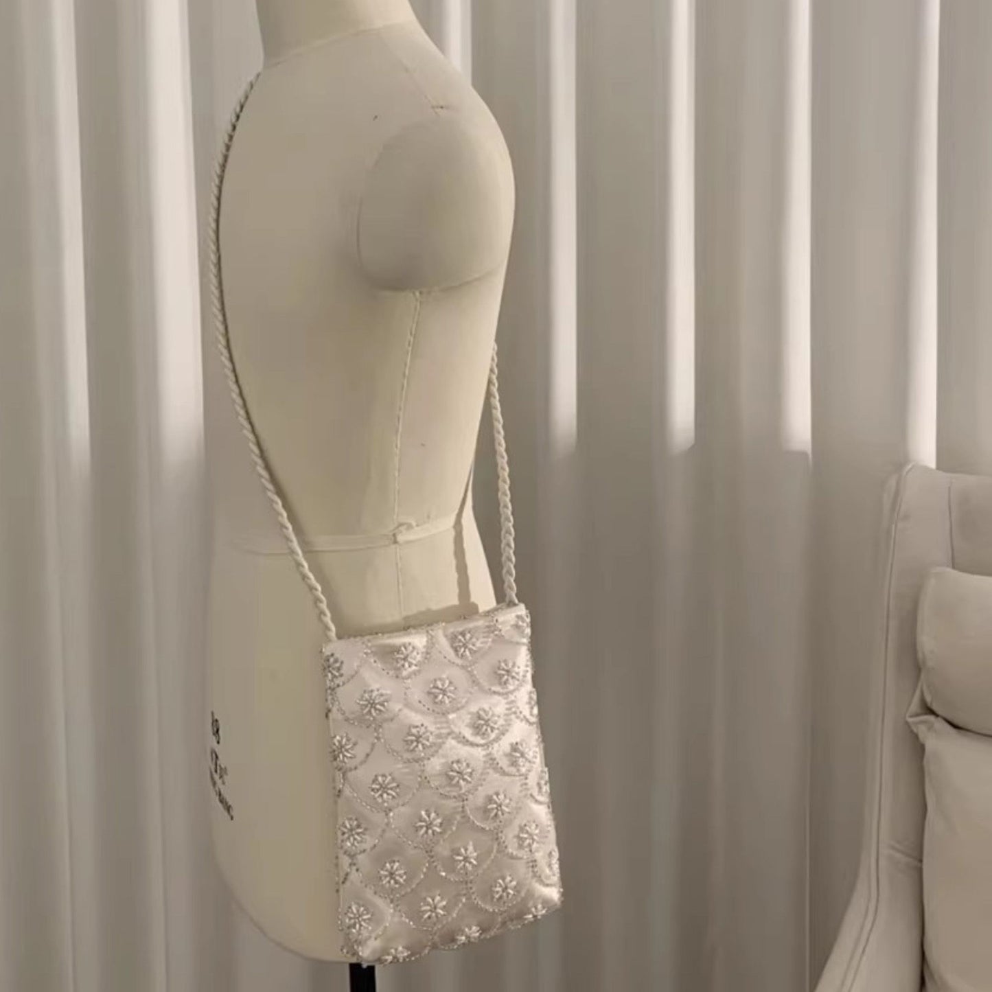 Beaded Embroidered Shoulder and Crossbody Bag for Elegant Occasions