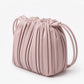 Pleated Crossbody Bucket Bag with Long Shoulder Strap and Gathered Top 7.5x8.5x3.5in
