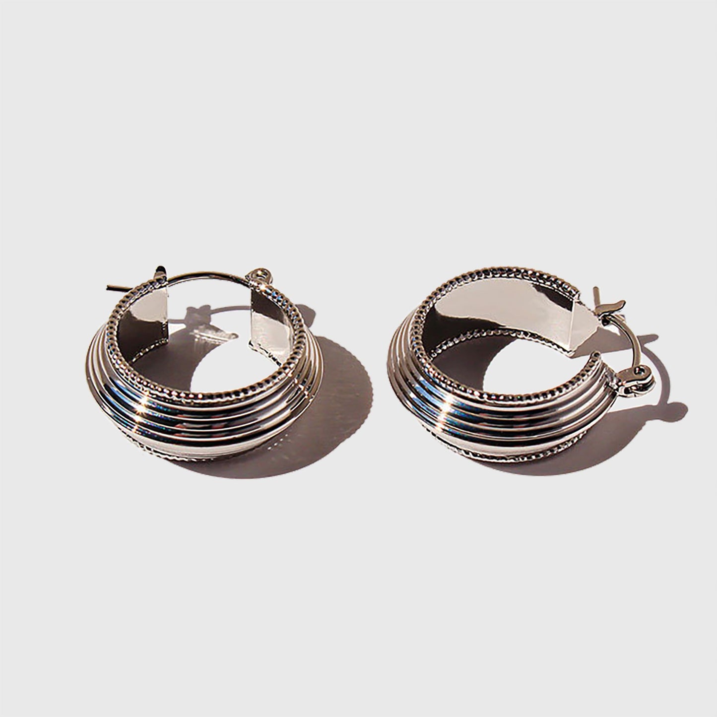 Women's Classic Striped Hoop Earrings - 2.2cm Diameter Hoops