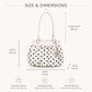 Polka Dot Ruched Shoulder Bag with Bow Detail and Metal Charm