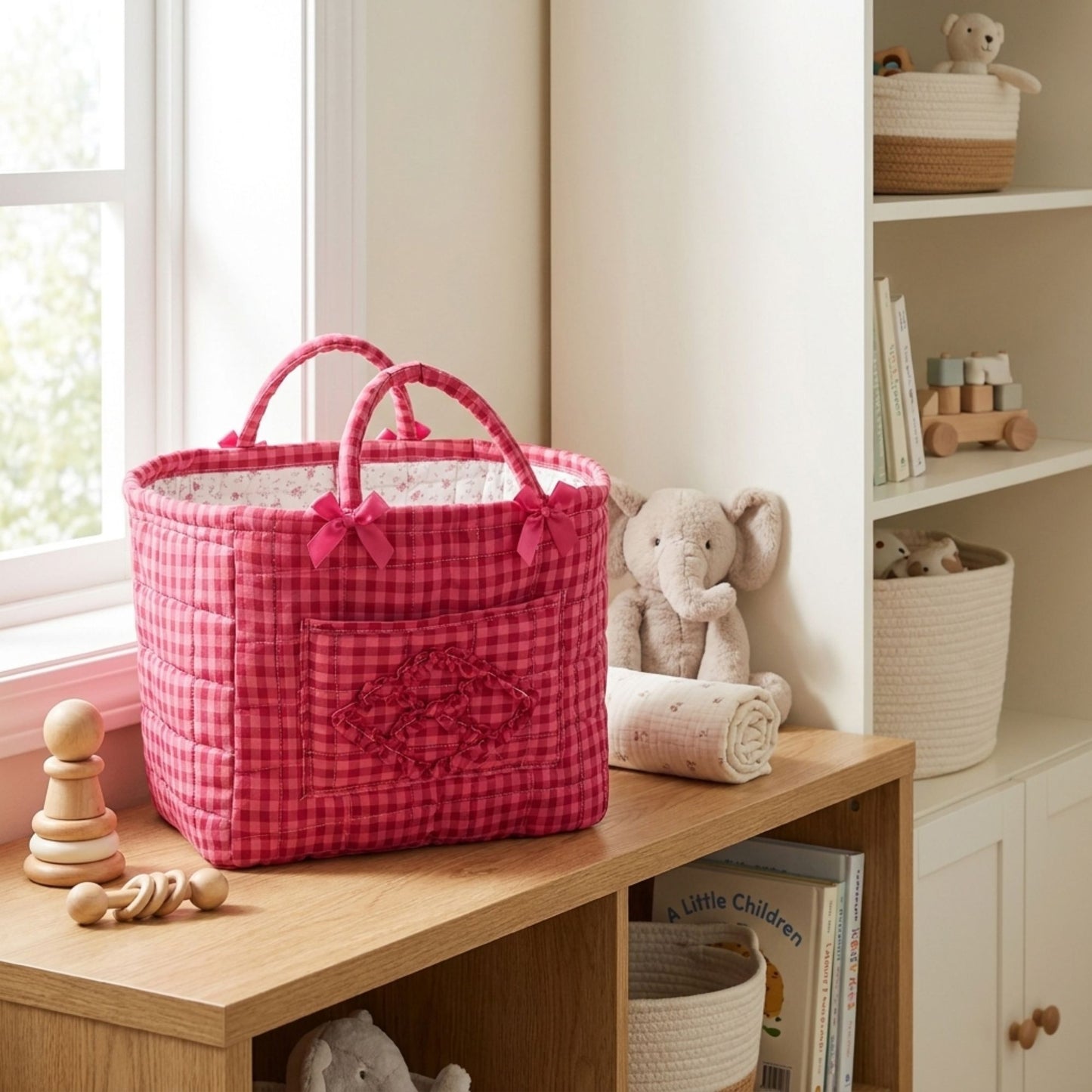 Large Quilted Storage Caddy Organizer Tote with Handles