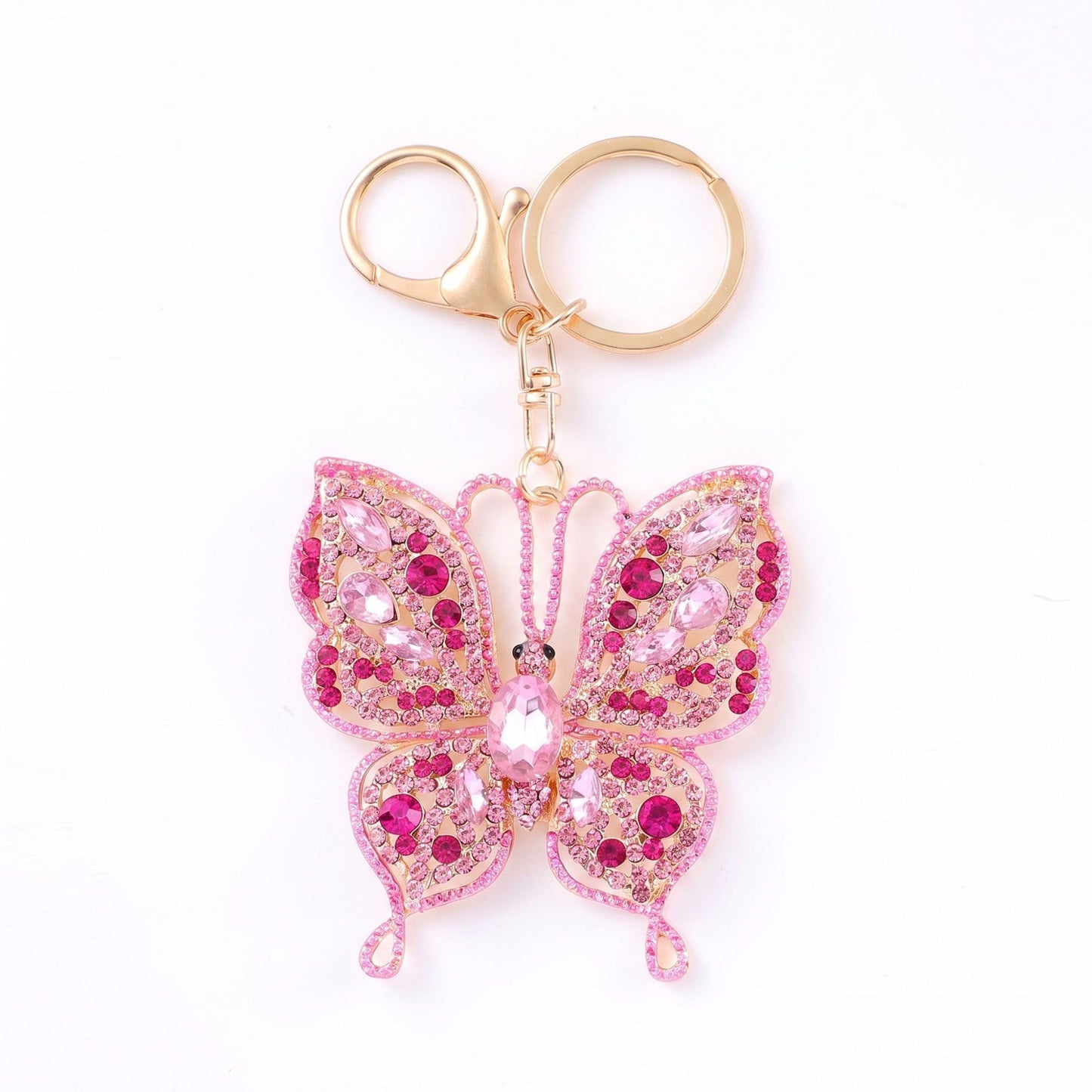 2pc Butterfly Rhinestone Keychain Bag Charm with Lobster Clasp Cute