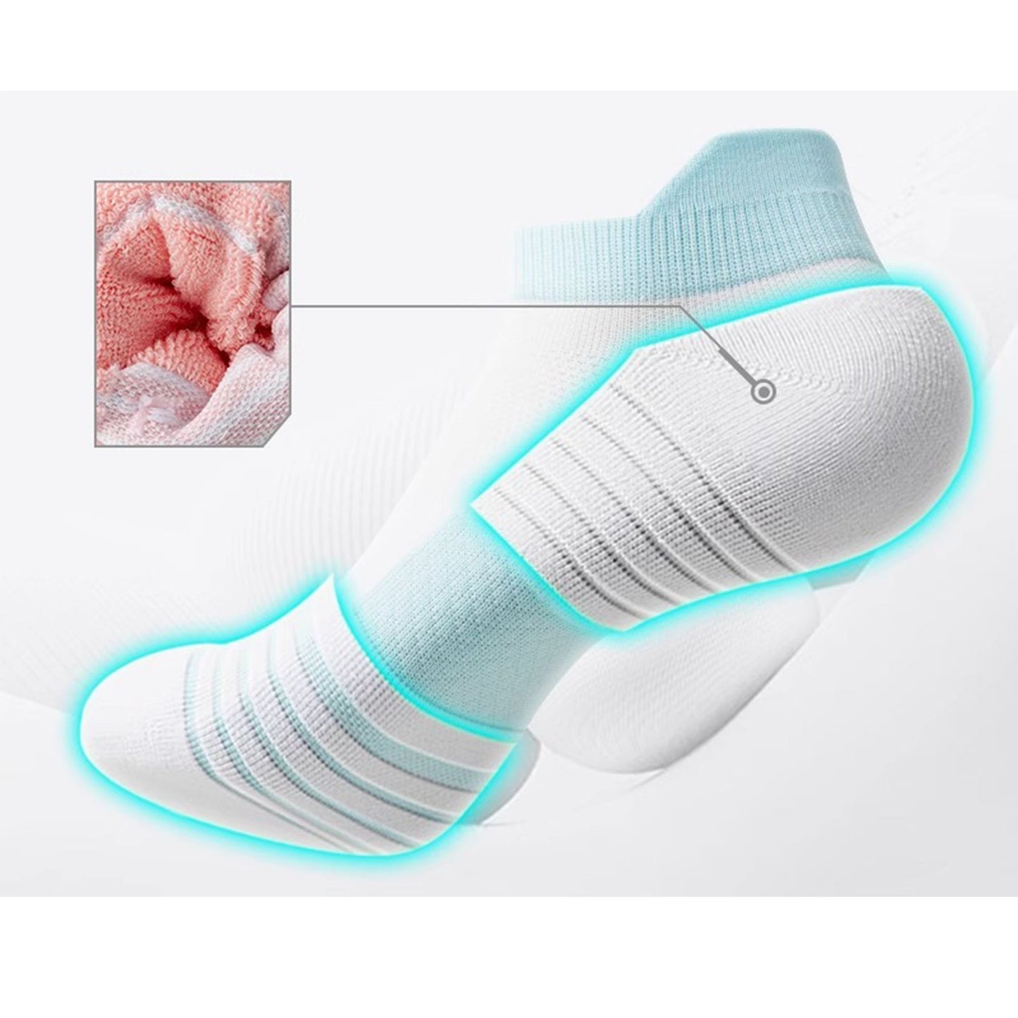 3 Pairs Cushioned Sport Ankle Socks with Arch Support Breathable Stretch Mesh Knit Athletic Low-Cut Design