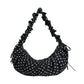 Polka Dot Ruched Shoulder Bag with Soft Slouchy Shape