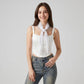 Sheer Embroidered Triangle Scarf with Floral Lace Trim and Tie Wrap Design