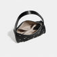 Studded Satin Shoulder Bag with Zip Closure and Interior Pocket