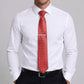 Men's Textured Solid Color Tie Gift Set with Matching Pocket Square Cufflinks and Silver Tie Clip