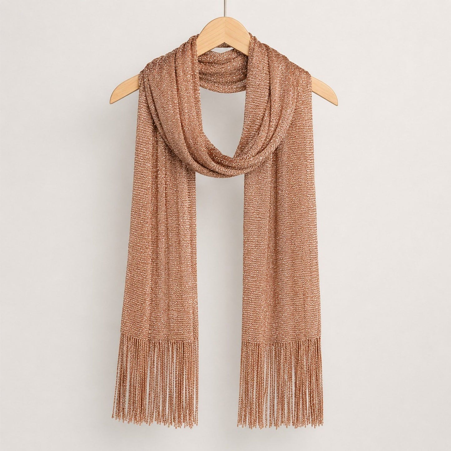 Metallic Shimmer Fringe Long Scarf