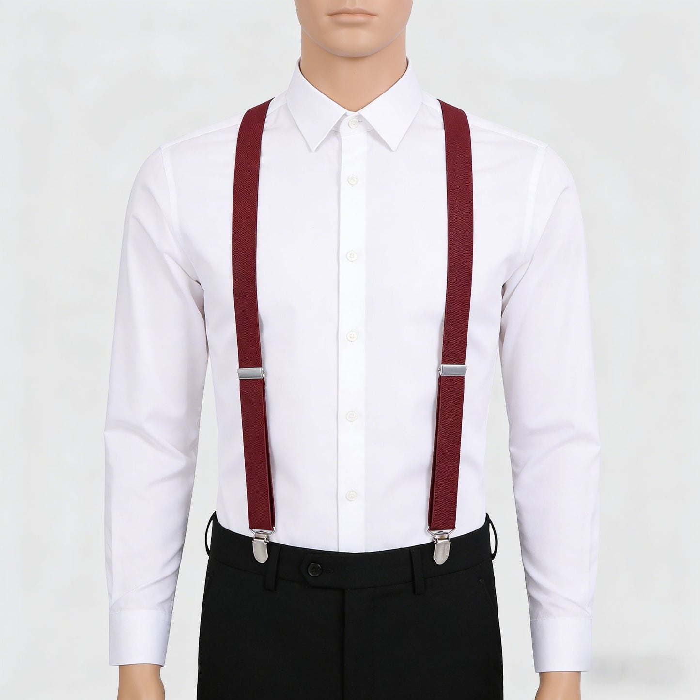 Men's Elastic Suspenders 47 inches - Adjustable 4-Clips Formal & Casual Suspenders for Trousers