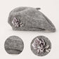 Rhinestone & Flower Embellished Knit Wool Beret