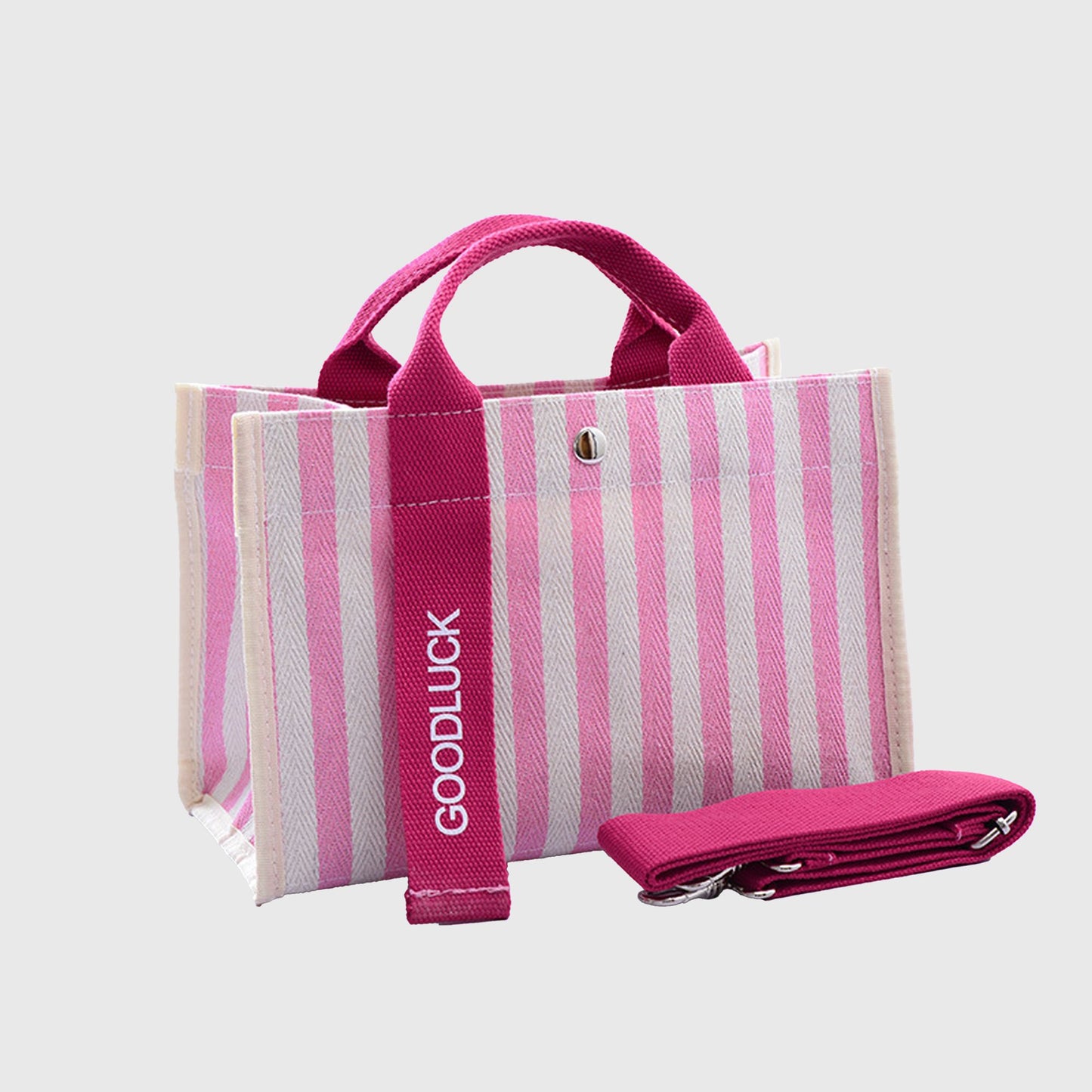 Striped Canvas & Nylon Tote Bag - Multi - functional Shoulder Bag
