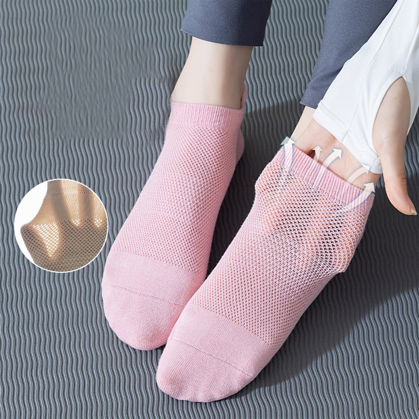 4-Pack Mesh Top Non-Slip Yoga Socks with Full Sole Grips and Breathable Lightweight Fabric
