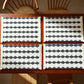 4 Set Woven Rectangular Placemats with Black Geometric Pattern and Fringe Edges 13x19.5 in