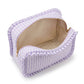 Ruffle Trim Travel Makeup Bag with Zipper Closure