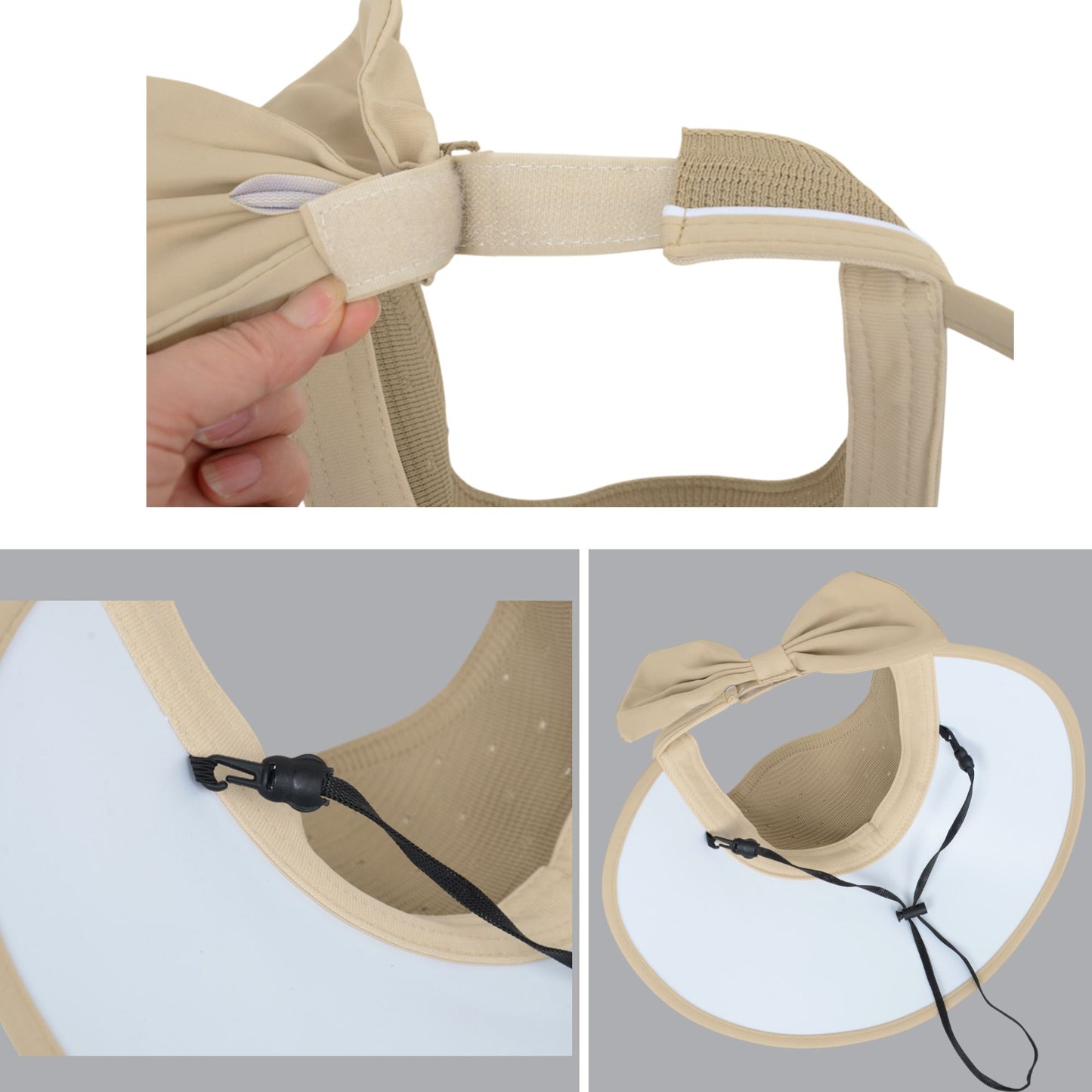 Extra Wide Brim Sun Visor Hat for Women Adjustable UV Protection Bow Detail Breathable Summer Beach Hat