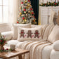 Christmas Plush Textured Lumbar Pillow Cover Gingerbread Snowflake Holiday Decor for Sofa Bed
