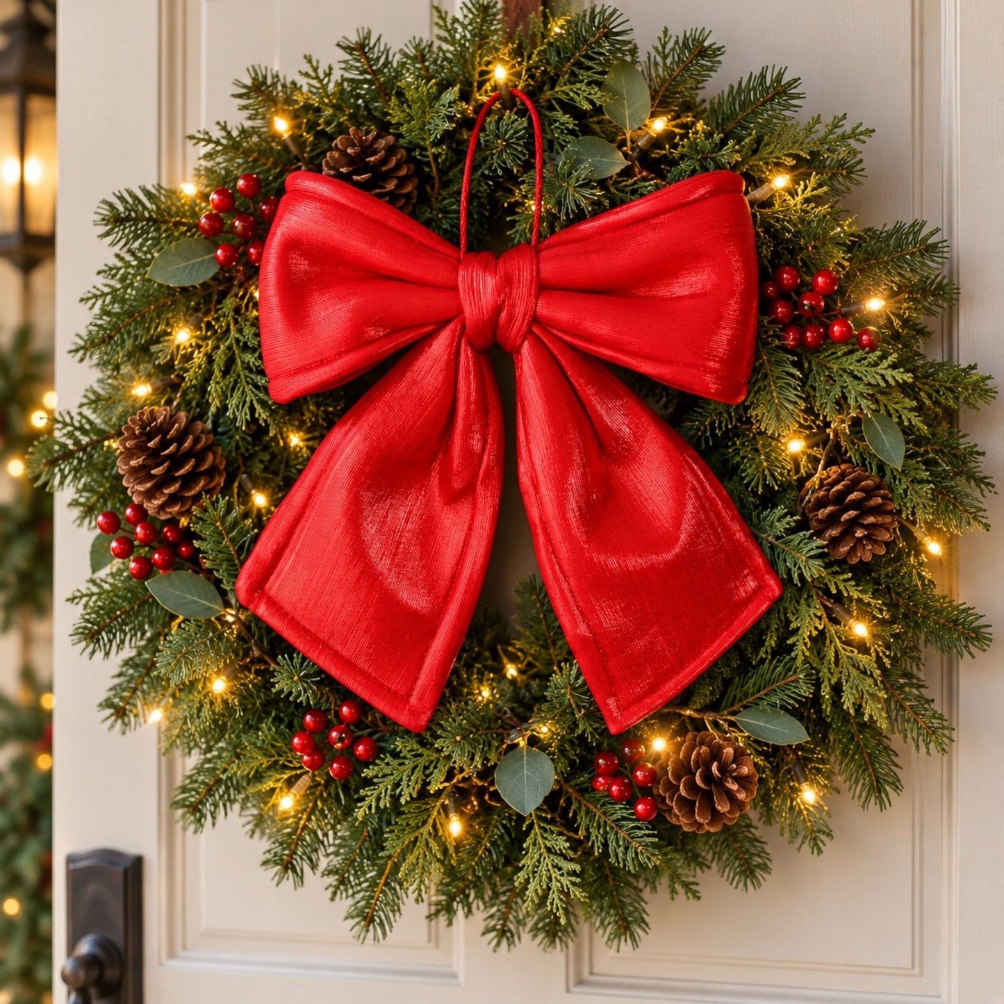 Gold Fabric Christmas Bow Hanging Decoration
