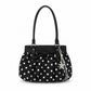 Polka Dot Ruched Shoulder Bag with Bow Detail and Metal Charm