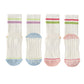 2-Pair Set Crew Athletic Socks with Striped Cuffs and Full Sole Grip for Yoga Fitness