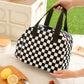 Checkered Insulated Lunch Bag Large Capacity Lunch Tote with Side Pockets for Work