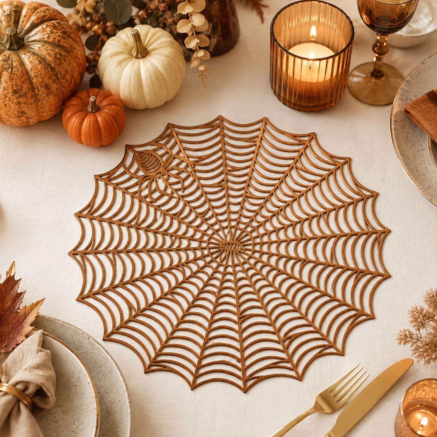 Halloween Spiderweb PVC Waterproof Non-Slip Placemat