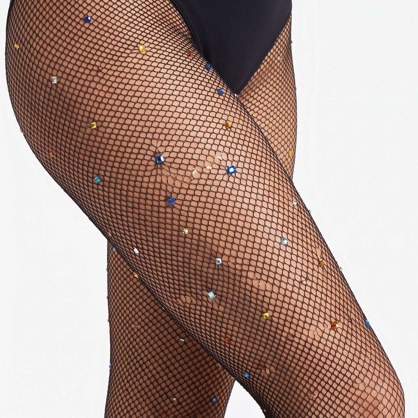 2-Piece Rhinestone Fishnet Tights