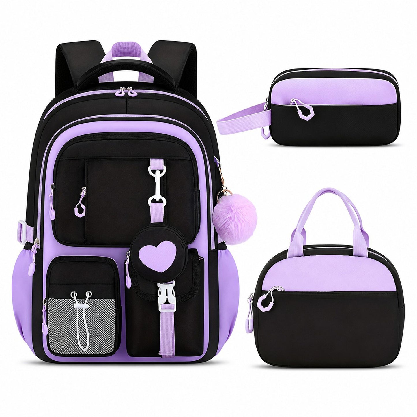 3pc School Backpack Lunch Bag Pencil Case Set