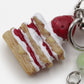 Dessert Charm Keychain with Strawberry Pendant Cake Detail Star Clip Bag Charm Key Ring Accessory