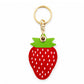 Double-Sided Fruit Bag Charm Keychain with Stitched Detail and Gold-Tone Ring