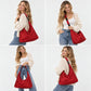 Large Nylon Polka Dot Shoulder Tote Bag