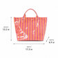 Striped Tote Bag Glossy Coated Large Capacity Shoulder Bag for Travel and Beach