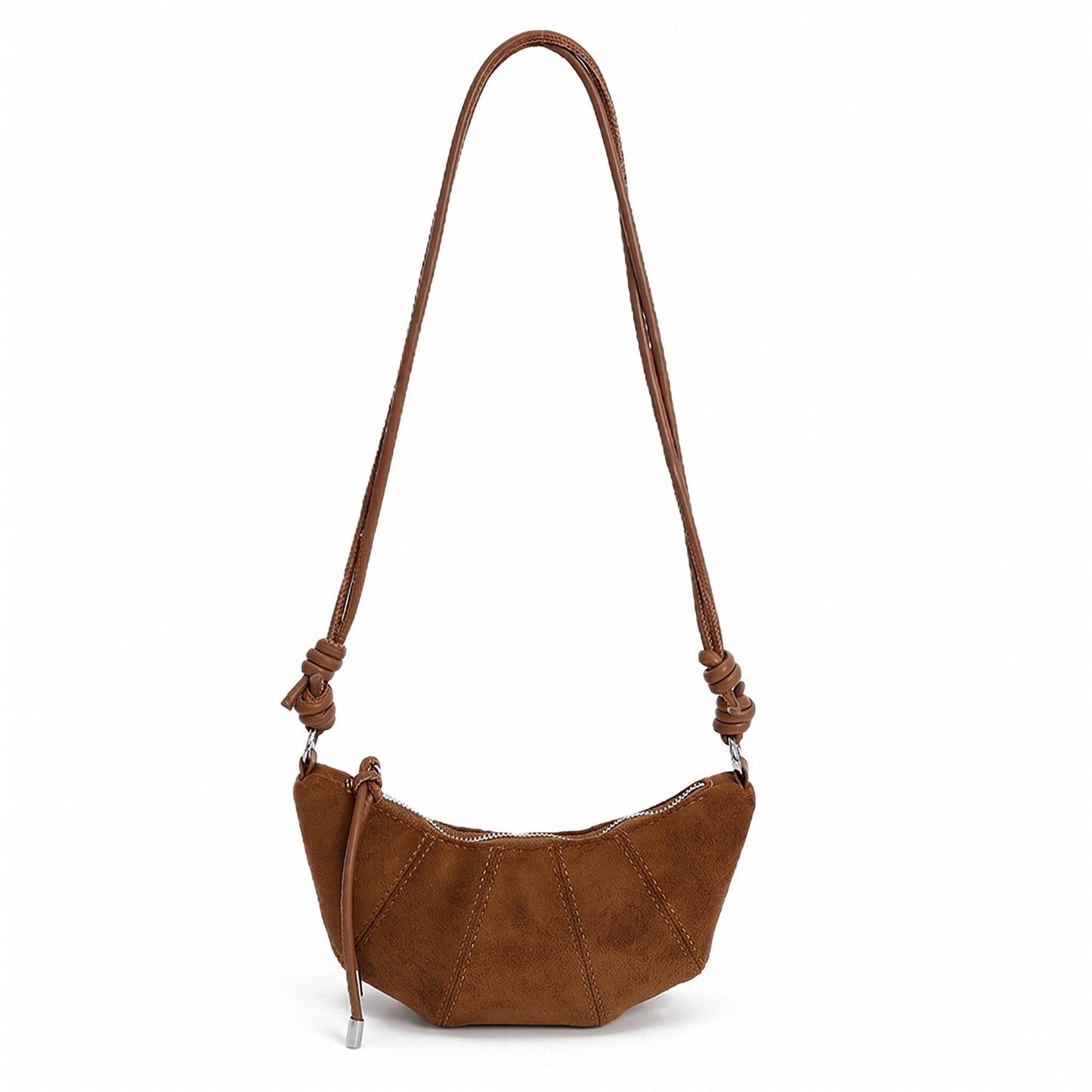 Soft Faux Suede Crossbody Shoulder Bag Adjustable Strap Compact Everyday Crescent Purse