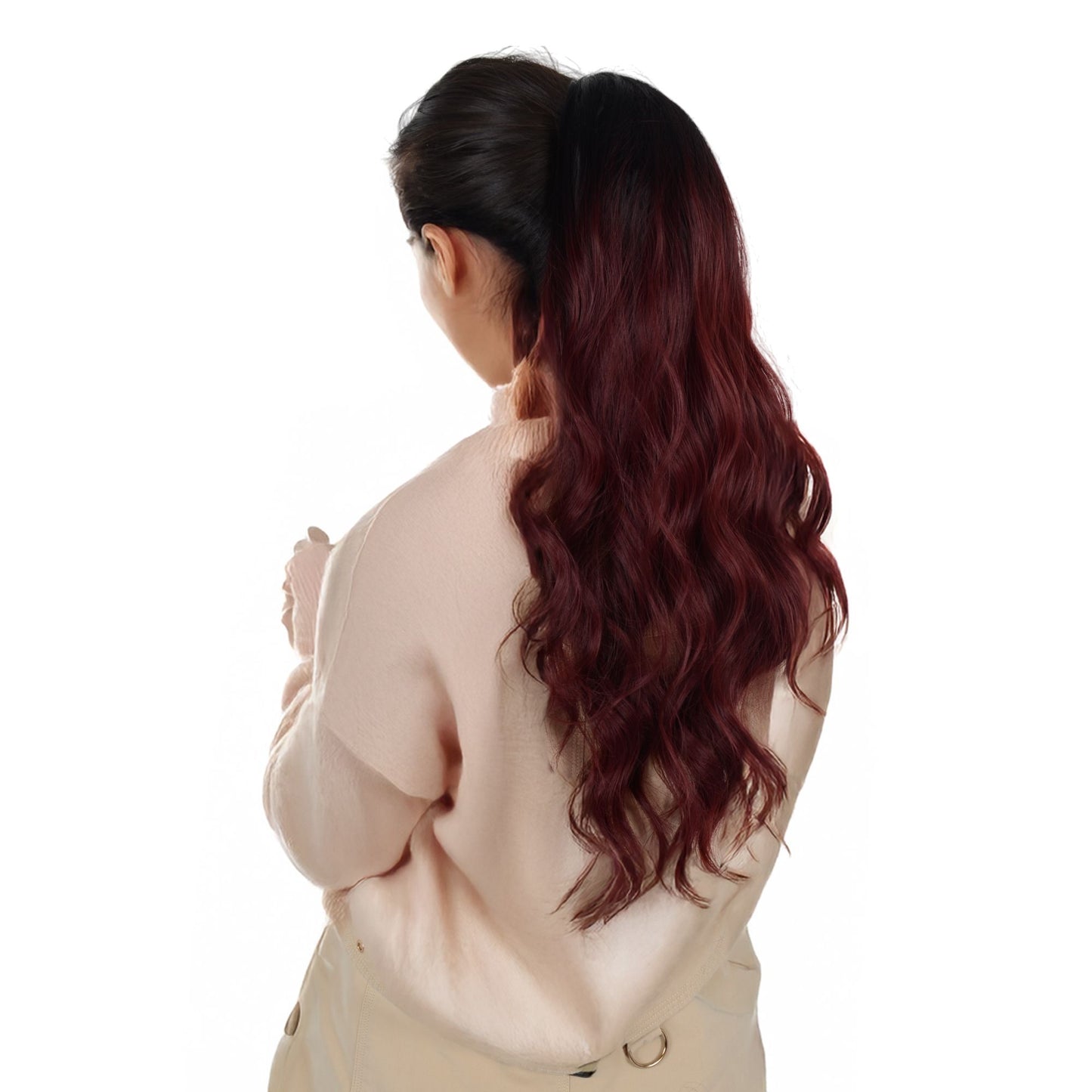 Long Drawstring Ponytail Hair Extension Wave 22 Inch Synthetic Fake Layered Pony Tail Hairpieces for Women